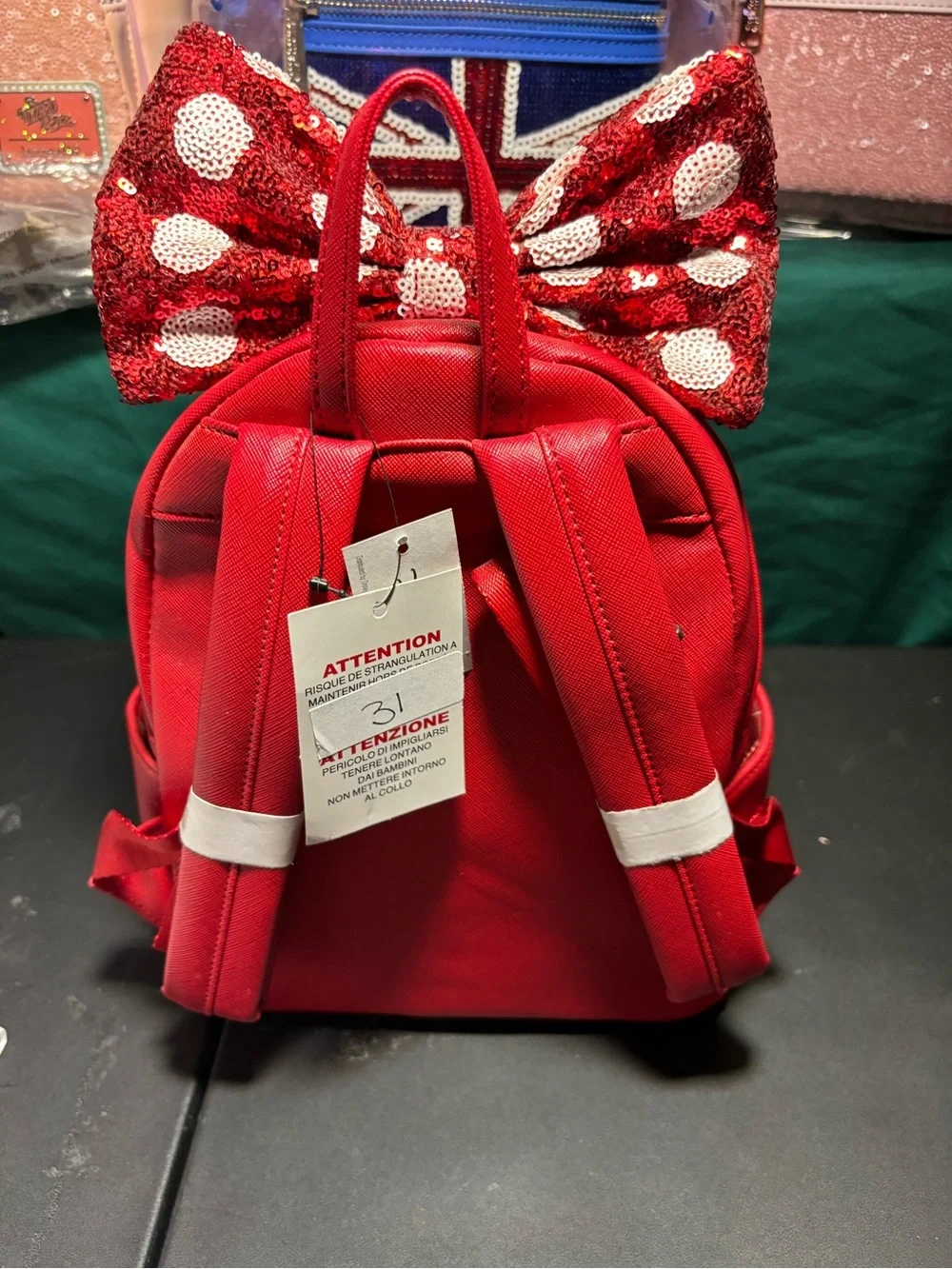 Loungefly Red Minnie Sequin Bow Mini Backpack